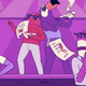 Tuca and Bertie making it rain fliers for sexual harassment training.